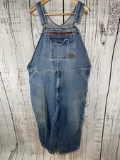 Schmidt Men Bib Overall Size 48X26 Blue Zipper Bib Pocket Gardner