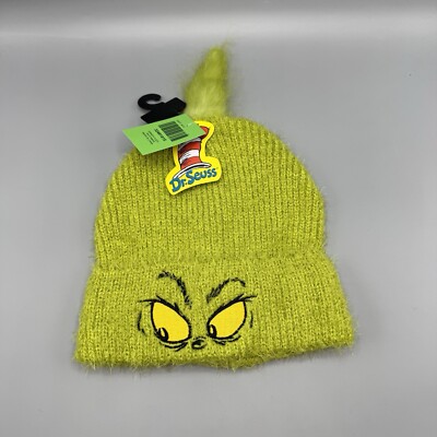 Seuss How The Grinch Stole Christmas Fuzzy Beanie Hat Cap