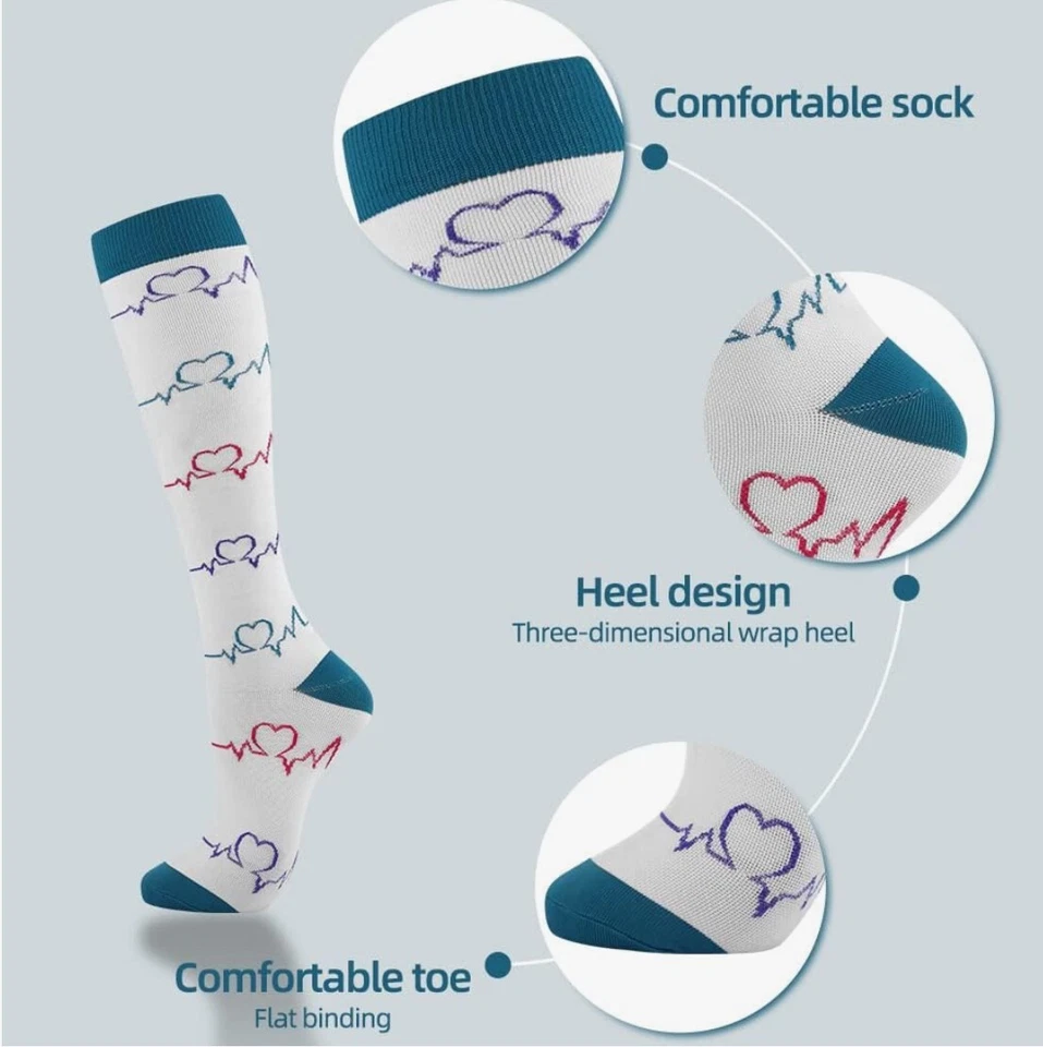 Medical Compression Socks Travel Flight Anti Fatigue Relief Pain Stocking Unisex - Image 4 of 4