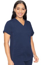 Med Couture Touch Women Scrub V-Neck Shirttail Top MC7459 NAVY Navy Free Ship