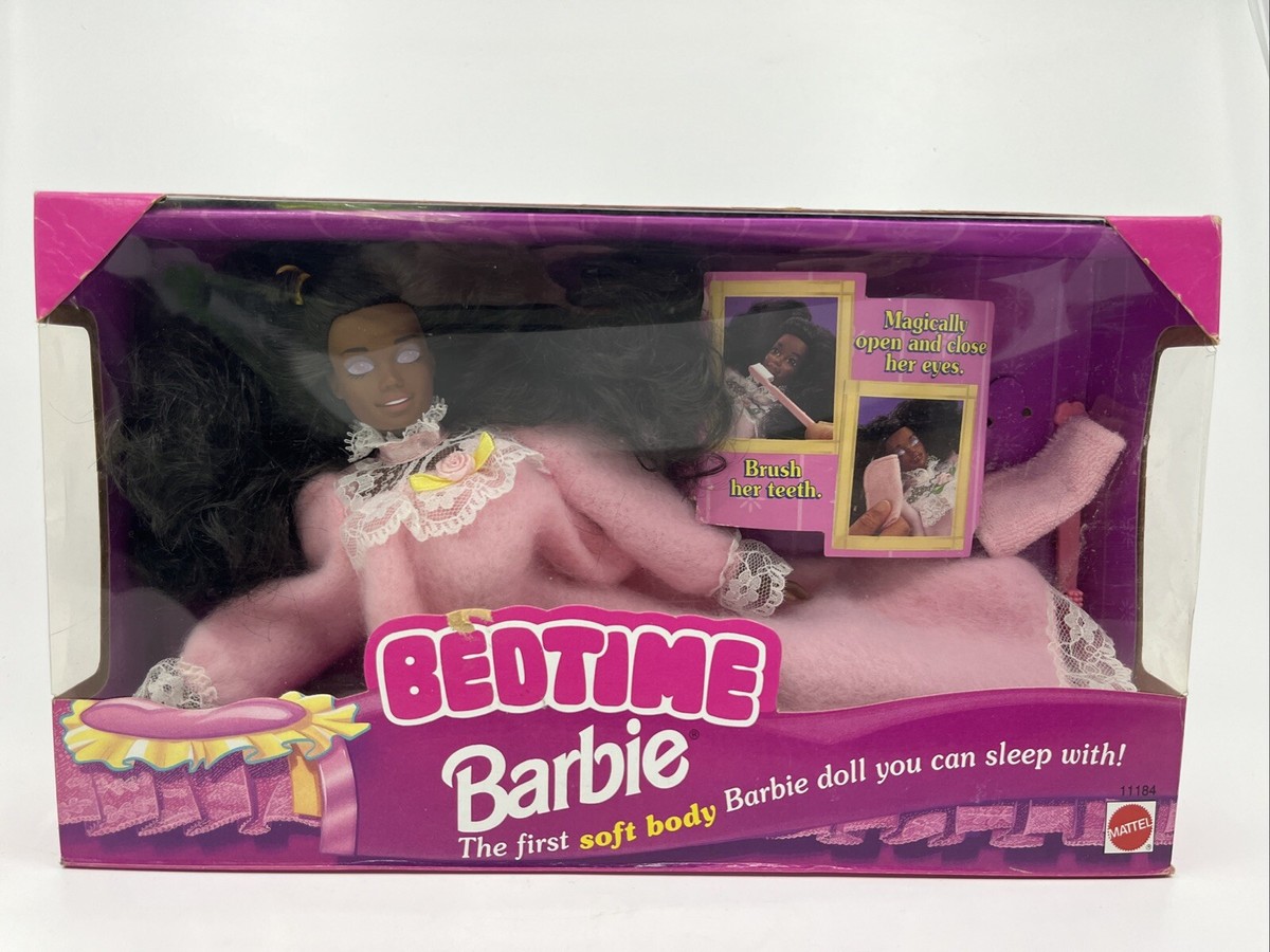 Vintage 1993 Mattel Bedtime Barbie African American Black Soft