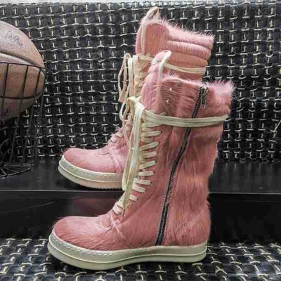 Rick Owens High top shoes for men and women platform shoes zipper