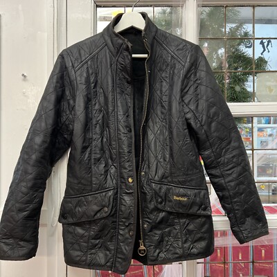 Barbour Women’s Cavalry Diamond Quilted Jacket Black Uk 12 distressed  UK