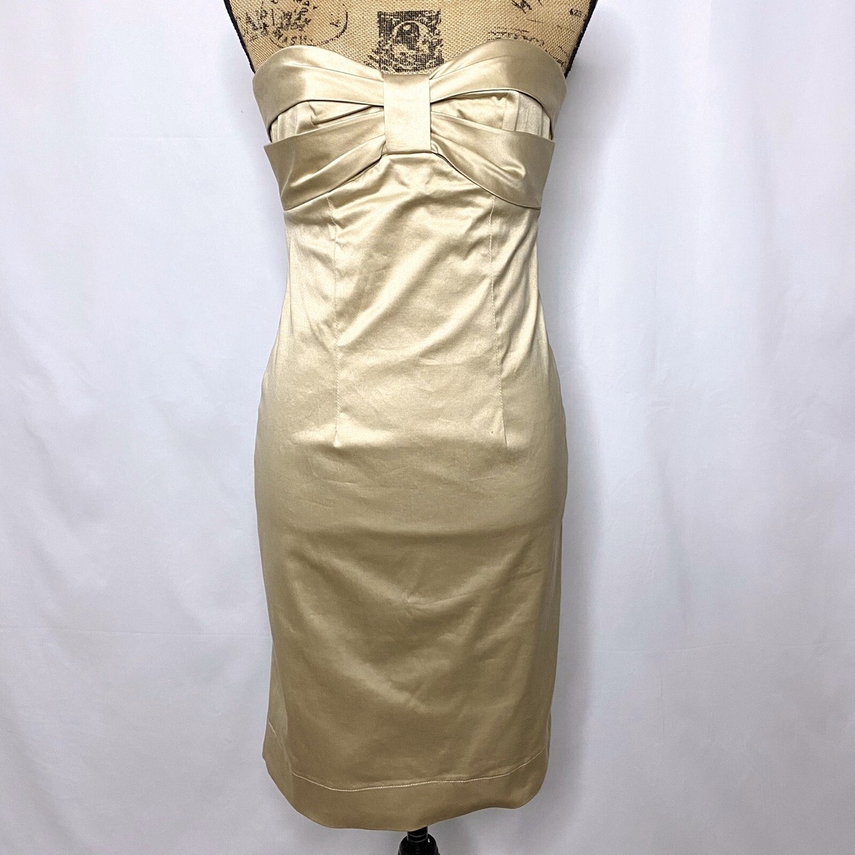 Red Valentino Dress 40 US 4 Gold Strapless Pencil Dress