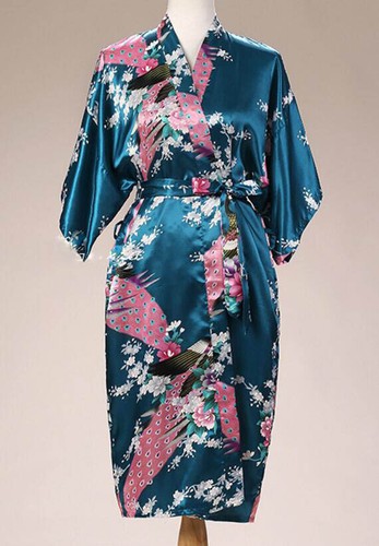 Womens Bride Long Kimono Robe Satin Night Dressing Gown Nightwear Plus Size 8-24 - Picture 21 of 26