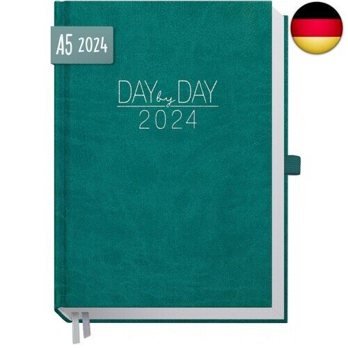 Chäff Organizer Day by Day 2024 A5 [Petrol] 1 Tag 1 Seite | Hardcover  - Bild 1 von 7