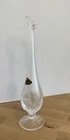 Vintage Fenton Inverted Strawberry 11” Vase Clear Satin Frosted Glass Matte