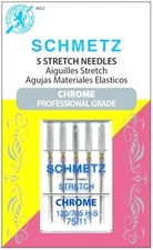 SCHMETZ CHROME STRETCH SEWING MACHINE NEEDLES~SIZE 75/11~5 PACK~ S-4022