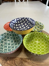 Certified International Chelsea Bowls, Round Colorful Ceramic, set of 5, EUC