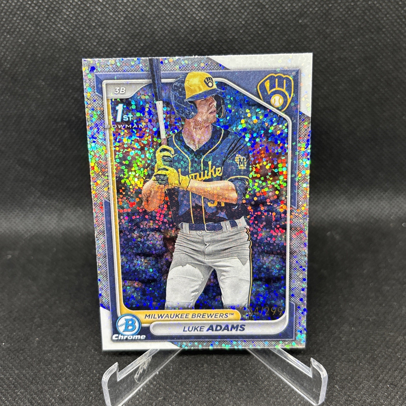 2024 Bowman Chrome Luke Adams 1st Speckle /299 Milwaukee Brewers #BCP-50