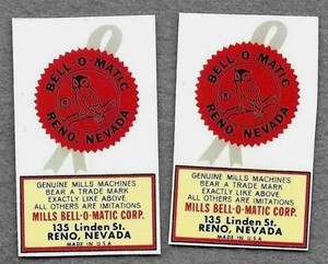 Mills Bellomatic antique restoration waterslide replacement slot machine decals