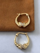 925 Sterling Silver Gold Plated Infinity Heart Huggie Hoop CZ Earrings