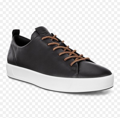 ECCO Soft 8 Men's Size 9  EU 43 Black Leather Brown Leather Lace Casual Sneakers