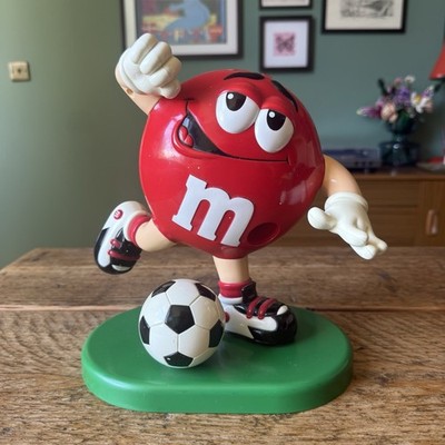 M&M rote Figur Fußballspieler Süßigkeitenspender selten Sammlerstück Vintage M&ms