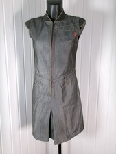 Vintage Robe longue zip jeans gris Cop Copine Buche S/36 sans manches
