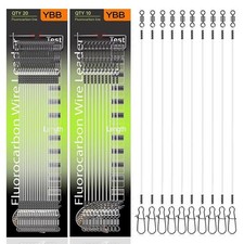 Yoto 10pc/20pc 100% Fluorocarbon Fishing Line – with Rolling Swivel & Quick Lock