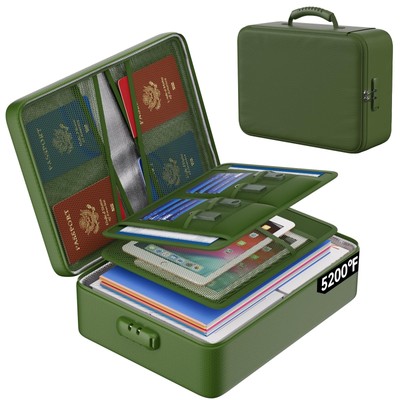 5200°F Fireproof Document Bag with Lock, Upgraded Heat Insulated Fireproof＆Wa...