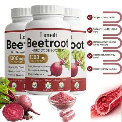 Lemeli Beetroot - 1300mg, Lemeli Beet Root Supplement 60 Capsules （1-5 pack）