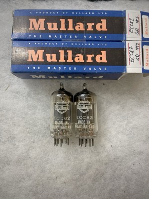 Mullard 12AU7 ECC82 1957 Long Plate Square getter NOS NIB matched pair