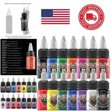 Tattoo Ink Set 14 Colors 1/2 Oz Bottles 15ml Professional Tattoo Supply