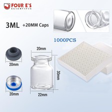 1000PCS 3ml Glass Vials Headspace Vials Sample vials Lab Vials w/ 20mm Caps HPLC