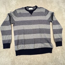 Frederik Anderson Copenhagen Striped Blue/Gray Long Sleeve Cotton Shirt Men's L