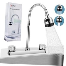 RV Kitchen Faucet, Camper Faucet Kitchen with Flexible Arc 360 Degree Silver