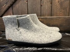 Glerups boot Gray Wool Slipper With Black Rubber Bottom - EU Size 44