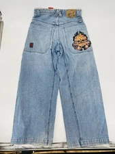 Vintage 90’s Jnco Jeans Denim Flaming Skull Dice Y2K Baggy Size 29x28 HTF