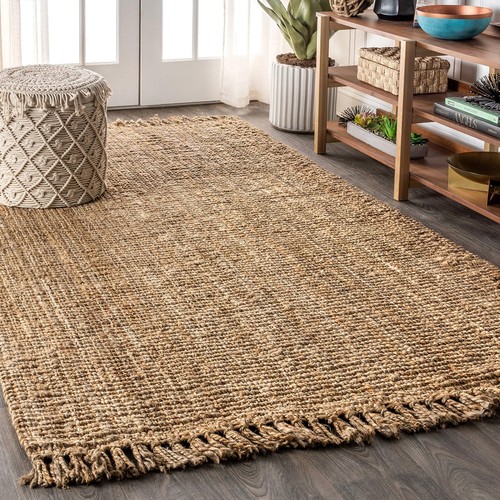 NRF103A-8 Pata Hand Woven Chunky Jute with Fringe Indoor Area -Rug Bohemian F...