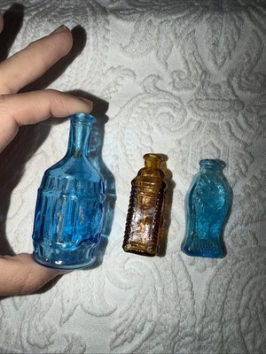 Three Vintage Mini Sized Bitters Bottles Glass  No Lids