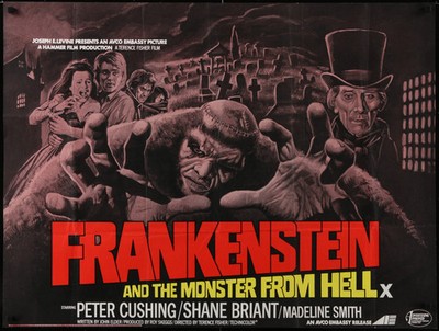 Frankenstein and the Monster from Hell (1974) British Quad Poster