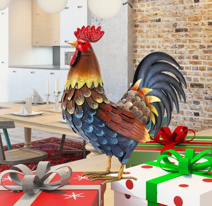 Rooster Garden Statue – Metal Chicken Yard Art Sculpture Outdoor Figurine - Image 4 of 4