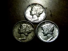 Nice AU/BU 1939PDS Mercury Silver Dime 3 Coin Year Set DF3