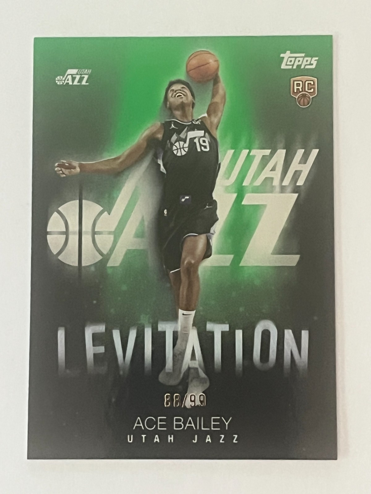 Ace Bailey RC 2025-26 Topps LEVITATION Green /99 Rookie L-20 Utah Jazz NBA