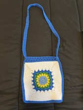 Handmade Crochet Tote Bag for Women Colorful Granny Square Knit Shoulder Bag