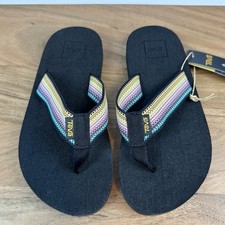 New NWT Big Kids Teva Mush II Multi Color Nylon Thong Flip Flops Sandals Sz 3 Y