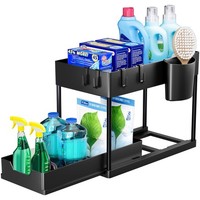 KüChe Regal Organizer Unterschrank SpüLschrank 2 Etagen Schwarz 40 X 17 X 33 Cm