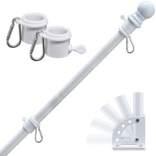 Flag Pole for House,6FT White Flag Pole Kit with Flagpole Holder for Outside ...