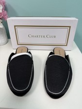 Charter Club Women's Marshel Fabric Mules Slip On Shoes in black size 7m