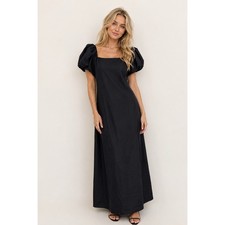 Universal Thread XL Black Puff Sleeve Milkmaid Square Neck Smocked Maxi Dress