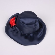 Cappello Vintage Misura 50 Italia Anni 50-60 Seta blu notte Fiore in Stoffa