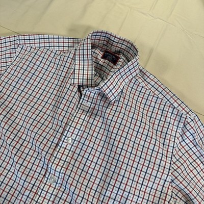 UNTUCKit Kesser WF Wrinkle-Free Plaid Button Down Shirt Men's L White Red Blue