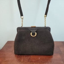 Vintage 1950s Bienen Davis Luxury Brown Calf Leather Frame Grandma Handbag