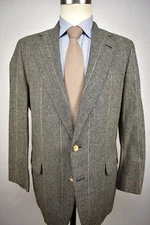 1976-1994 Corbin Brown/Black Checked Silk Blend Two Button Sport Coat Size: 38S