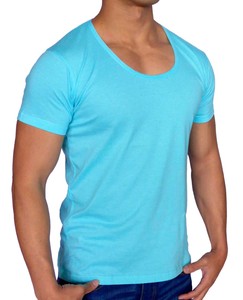 deep round neck t shirt mens