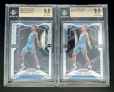 2019-20 PANINI PRIZM DARIUS BAZLEY ROOKIE #289 OKC 2-CARD LOT BGS 9.5 GEM MINT