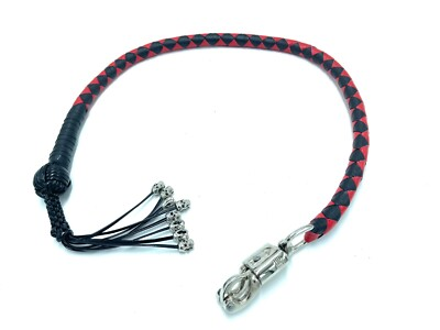 #ad 42quot; Motorcycle Get Back Whip Black Leather Biker Whip for Handlebar Skulls 08 $24.99