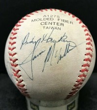 ANDY HAWKINS LANCE McCULLERS BENITO SANTIAGO MARTINEZ & THON SIGNED BASEBALL JSA