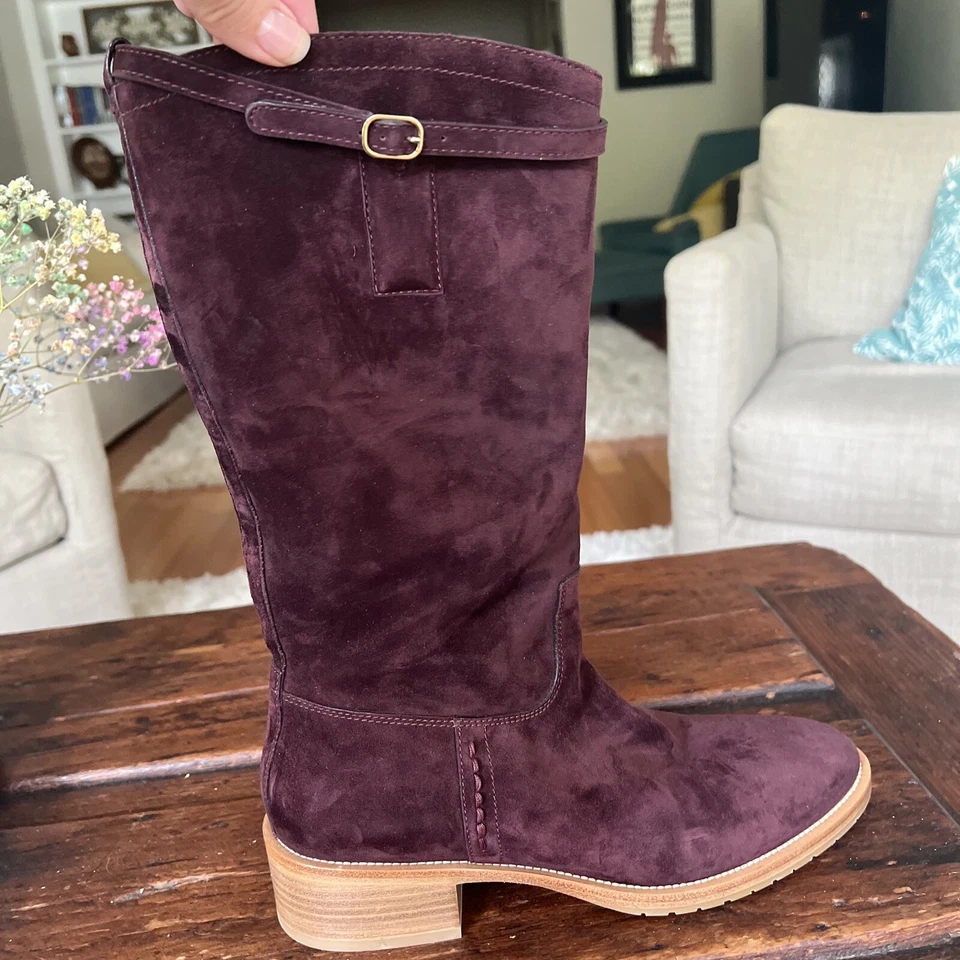 Botas de diseñador Tamara Mellon para mujer de gamuza borgoña hasta la rodilla talla 39/8-8,5 ¡NUEVAS SIN CAJA! Foto 2 de 4